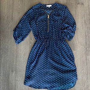 Stella Tweed Navy Polka Dot Dress. Size Small